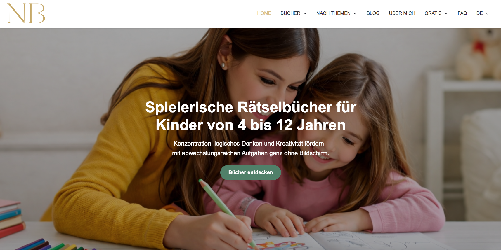 Startseite der Website Norah Books