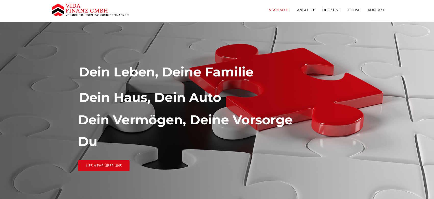 Startseite der Website Vida Finanz GmbH